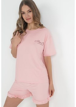 Różowy Komplet Piżamowy 2-częściowy Zanina ze sklepu Born2be Odzież w kategorii Piżamy damskie - zdjęcie 153163792