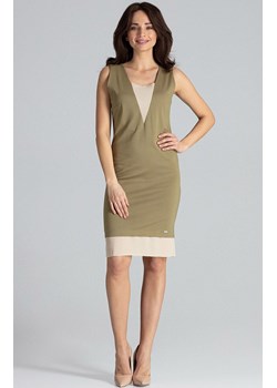 Dopasowana sukienka damska w kolorze oliwkowym L016, Kolor oliwkowy, Rozmiar L, Lenitif ze sklepu Primodo w kategorii Sukienki - zdjęcie 153185612
