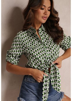 Zielona Koszula z Wiązaniem i Podpinanym Rękawem Fuane ze sklepu Renee odzież w kategorii Koszule damskie - zdjęcie 153191160