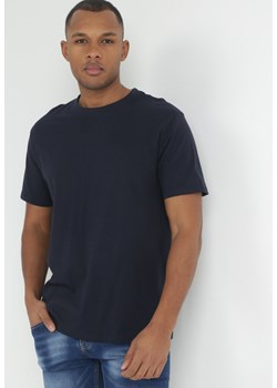 Granatowa Bawełniana Koszulka z Krótkim Rękawem i Okrągłym Dekoltem Jordy ze sklepu Born2be Odzież w kategorii T-shirty męskie - zdjęcie 153195212