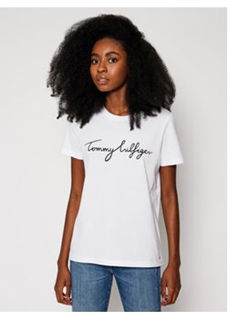 Tommy Hilfiger T-Shirt Heritage Crew Neck Graphic Tee WW0WW24967 Biały Regular Fit ze sklepu MODIVO w kategorii Bluzki damskie - zdjęcie 153200532