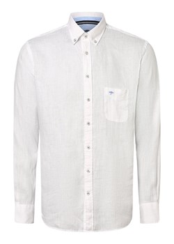 Fynch-Hatton Męska koszula lniana Mężczyźni Regular Fit len biały marmurkowy button down ze sklepu vangraaf w kategorii Koszule męskie - zdjęcie 153200983