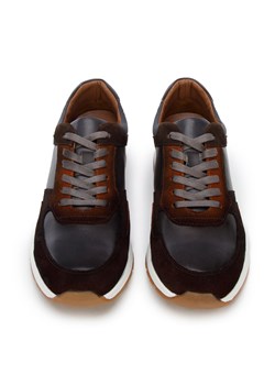 Męskie sneakersy z dwóch rodzajów skór cieniowane brązowo-szare ze sklepu WITTCHEN w kategorii Buty sportowe męskie - zdjęcie 153231974