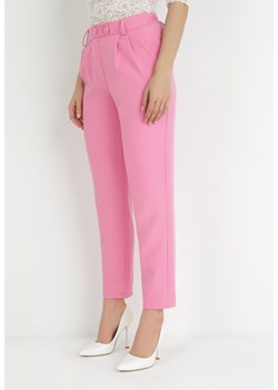 Różowe Spodnie Cygaretki z Wysokim Stanem i Gumką w Pasie Elexis ze sklepu Born2be Odzież w kategorii Spodnie damskie - zdjęcie 153232213