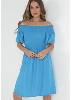 Niebieska Sukienka Hiszpanka z Wiskozy Rallu ze sklepu Born2be Odzież w kategorii Sukienki - zdjęcie 153232453