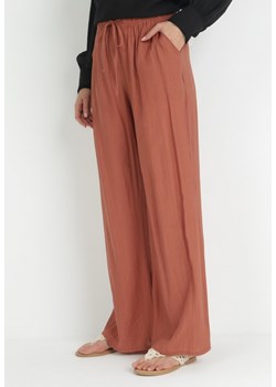 Ciemnoróżowe Spodnie z Gumką w Pasie Angelona ze sklepu Born2be Odzież w kategorii Spodnie damskie - zdjęcie 153232683