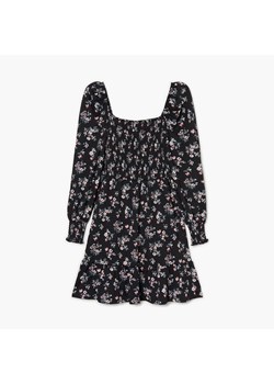 Cropp - Sukienka w kwiaty z marszczeniami - Czarny ze sklepu Cropp w kategorii Sukienki - zdjęcie 153237170