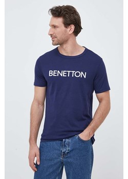 United Colors of Benetton t-shirt bawełniany kolor granatowy z nadrukiem ze sklepu ANSWEAR.com w kategorii T-shirty męskie - zdjęcie 153238583