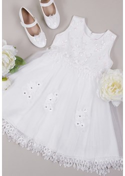 Biała Rozkloszowana Sukienka z Perełkami i Cyrkoniami Ophira ze sklepu Born2be Odzież w kategorii Sukienki dziewczęce - zdjęcie 153245272