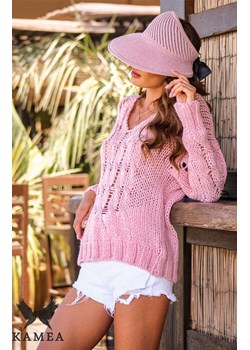 Luźny sweter damski w kolorze różowym CLEO, Kolor różowy, Rozmiar Oversize, KAMEA ze sklepu Primodo w kategorii Swetry damskie - zdjęcie 153266174