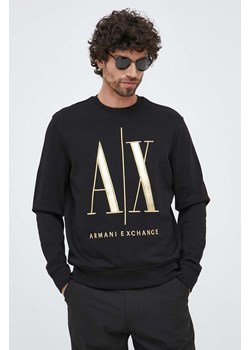 Armani Exchange bluza bawełniana męska kolor czarny z aplikacją ze sklepu ANSWEAR.com w kategorii Bluzy męskie - zdjęcie 153280390