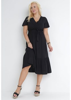 Czarna Sukienka Rozkloszowana z Wiązanym Paskiem Firiel ze sklepu Born2be Odzież w kategorii Sukienki - zdjęcie 153283804
