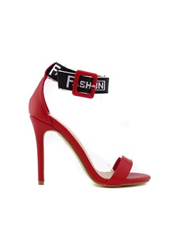 Czerwone sandałki na szpilce z paskiem ze sklepu Kokietki w kategorii Sandały damskie - zdjęcie 153316164