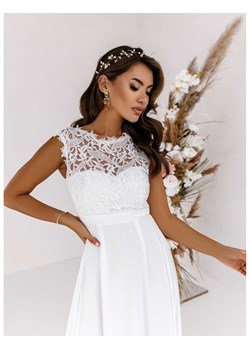 Trapezowa suknia ślubna z gipiurą ELLENA - biała ze sklepu magmac.pl w kategorii Sukienki - zdjęcie 153334974