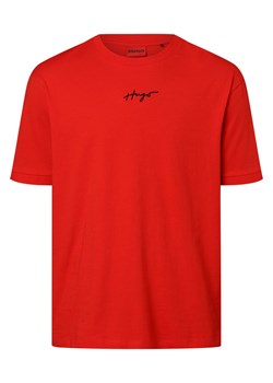 HUGO T-shirt męski Mężczyźni Bawełna czerwony jednolity ze sklepu vangraaf w kategorii T-shirty męskie - zdjęcie 153352074