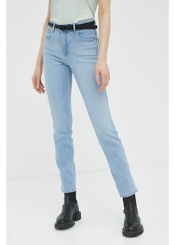 Wrangler jeansy Slim 610 damskie kolor niebieski ze sklepu ANSWEAR.com w kategorii Jeansy damskie - zdjęcie 153354921