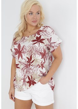 Bordowa Bluzka Bawełniana w Fantazyjny Print Jellu ze sklepu Born2be Odzież w kategorii Bluzki damskie - zdjęcie 153374183