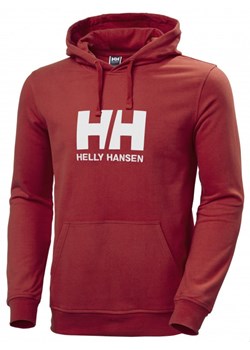 Męska bluza dresowa nierozpinana z kapturem HELLY HANSEN HH LOGO HOODIE - czerwona ze sklepu Sportstylestory.com w kategorii Bluzy męskie - zdjęcie 153386182