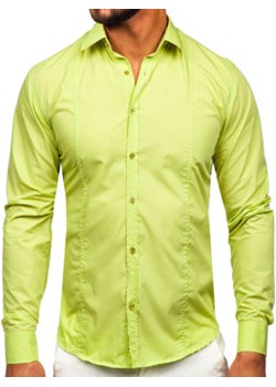 Koszula męska elegancka z długim rękawem zielona Bolf 6944 ze sklepu Denley w kategorii Koszule męskie - zdjęcie 153437653