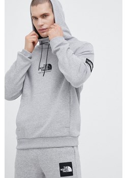 The North Face bluza męska kolor szary z kapturem z nadrukiem ze sklepu ANSWEAR.com w kategorii Bluzy męskie - zdjęcie 153492942