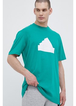 adidas t-shirt bawełniany kolor zielony z aplikacją ze sklepu ANSWEAR.com w kategorii T-shirty męskie - zdjęcie 153493671