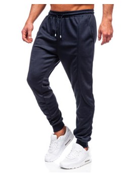 Granatowe spodnie męskie joggery dresowe Denley 8K183 ze sklepu Denley w kategorii Spodnie męskie - zdjęcie 153509661