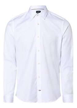 JOOP! Koszula męska Mężczyźni Slim Fit Bawełna biały wypukły wzór tkaniny kołnierzyk kent ze sklepu vangraaf w kategorii Koszule męskie - zdjęcie 153529882