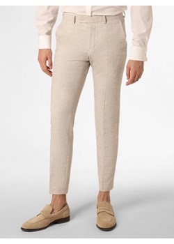 Finshley & Harding London Męskie spodnie od garnituru modułowego Mężczyźni Slim Fit beżowy wypukły wzór tkaniny ze sklepu vangraaf w kategorii Spodnie męskie - zdjęcie 153530002