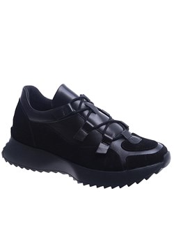Czarne skórzane damskie buty sportowe /G12-2 13604 N197/ ze sklepu Pantofelek24.pl Jacek Włodarczyk w kategorii Buty sportowe damskie - zdjęcie 153539853
