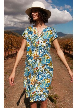 Sukienka damska w roślinny wzór G-LAYA, Kolor niebieski-wzór, Rozmiar XS, Volcano ze sklepu Primodo w kategorii Sukienki - zdjęcie 153574531