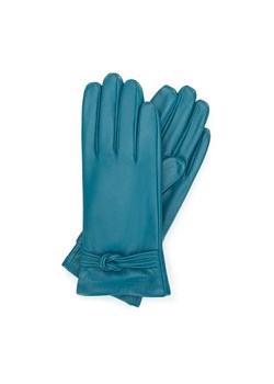 Damskie rękawiczki skórzane z supełkiem ciemny turkusowe ze sklepu WITTCHEN w kategorii Rękawiczki damskie - zdjęcie 153665082