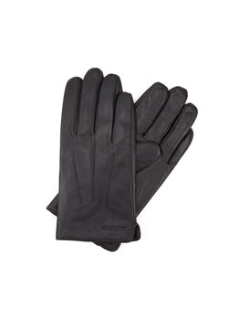 Ocieplane czarne rękawiczki męskie ze skóry naturalnej czarne ze sklepu WITTCHEN w kategorii Rękawiczki męskie - zdjęcie 153669551