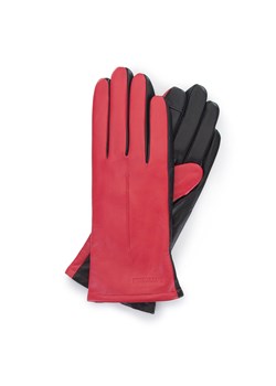Damskie rękawiczki z dwóch kolorów skóry czerwono-czarne ze sklepu WITTCHEN w kategorii Rękawiczki damskie - zdjęcie 153675702