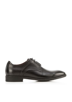 Męskie buty derby skórzane z tłoczonym zapiętkiem czarne ze sklepu WITTCHEN w kategorii Buty eleganckie męskie - zdjęcie 153678680