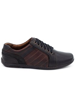 Mario Pala Buty męskie skórzane 616 czarny z brązem brązowe czarne wielokolorowe ze sklepu ButyModne.pl w kategorii Półbuty męskie - zdjęcie 153708912