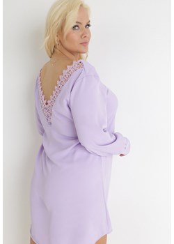 Fioletowa Trapezowa Sukienka Mini z Ozdobnym Wycięciem na Plecach Jemini ze sklepu Born2be Odzież w kategorii Sukienki - zdjęcie 153740481