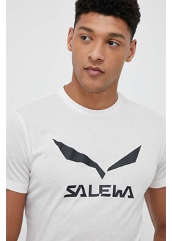 Salewa t-shirt sportowy kolor biały z nadrukiem ze sklepu ANSWEAR.com w kategorii T-shirty męskie - zdjęcie 153747290