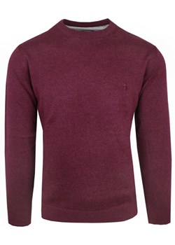 Bawełniany Sweter z Okrągłym Dekoltem - Bordowy SWKOWTRMN125bordoU ze sklepu JegoSzafa.pl w kategorii Swetry męskie - zdjęcie 153748533