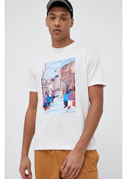 New Balance t-shirt bawełniany kolor beżowy wzorzysty ze sklepu ANSWEAR.com w kategorii T-shirty męskie - zdjęcie 153779830