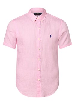 Polo Ralph Lauren Męska koszula lniana Mężczyźni Slim Fit len różowy jednolity button down ze sklepu vangraaf w kategorii Koszule męskie - zdjęcie 153783814