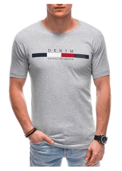 T-shirt męski z nadrukiem 1791S - szary ze sklepu Edoti w kategorii T-shirty męskie - zdjęcie 153789944