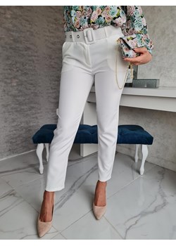 spodnie cygaretki z paskiem molton białe ze sklepu STYLOWO w kategorii Spodnie damskie - zdjęcie 153794054