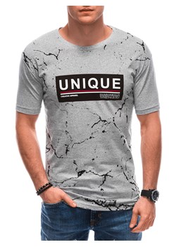T-shirt męski z nadrukiem 1793S - szary ze sklepu Edoti w kategorii T-shirty męskie - zdjęcie 154076402