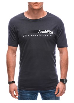 T-shirt męski z nadrukiem 1799S - grafitowy ze sklepu Edoti w kategorii T-shirty męskie - zdjęcie 154076421