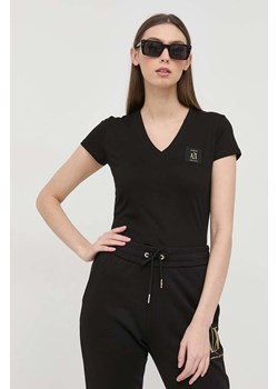 Armani Exchange t-shirt bawełniany kolor czarny 8NYTNX YJG3Z NOS ze sklepu ANSWEAR.com w kategorii Bluzki damskie - zdjęcie 154079454
