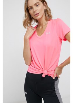 Under Armour t-shirt treningowy Tech kolor różowy ze sklepu ANSWEAR.com w kategorii Bluzki damskie - zdjęcie 154079530