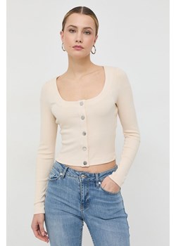 Guess bluzka damska kolor beżowy gładka ze sklepu ANSWEAR.com w kategorii Bluzki damskie - zdjęcie 154080694