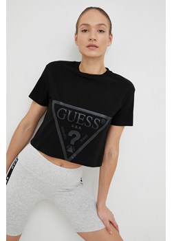 Guess t-shirt bawełniany ADELE kolor czarny V2YI06 K8HM0 ze sklepu ANSWEAR.com w kategorii Bluzki damskie - zdjęcie 154080960