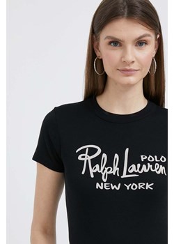 Polo Ralph Lauren t-shirt bawełniany kolor czarny ze sklepu ANSWEAR.com w kategorii Bluzki damskie - zdjęcie 154081114