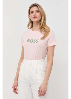 BOSS t-shirt bawełniany kolor różowy 50468356 ze sklepu ANSWEAR.com w kategorii Bluzki damskie - zdjęcie 154082443